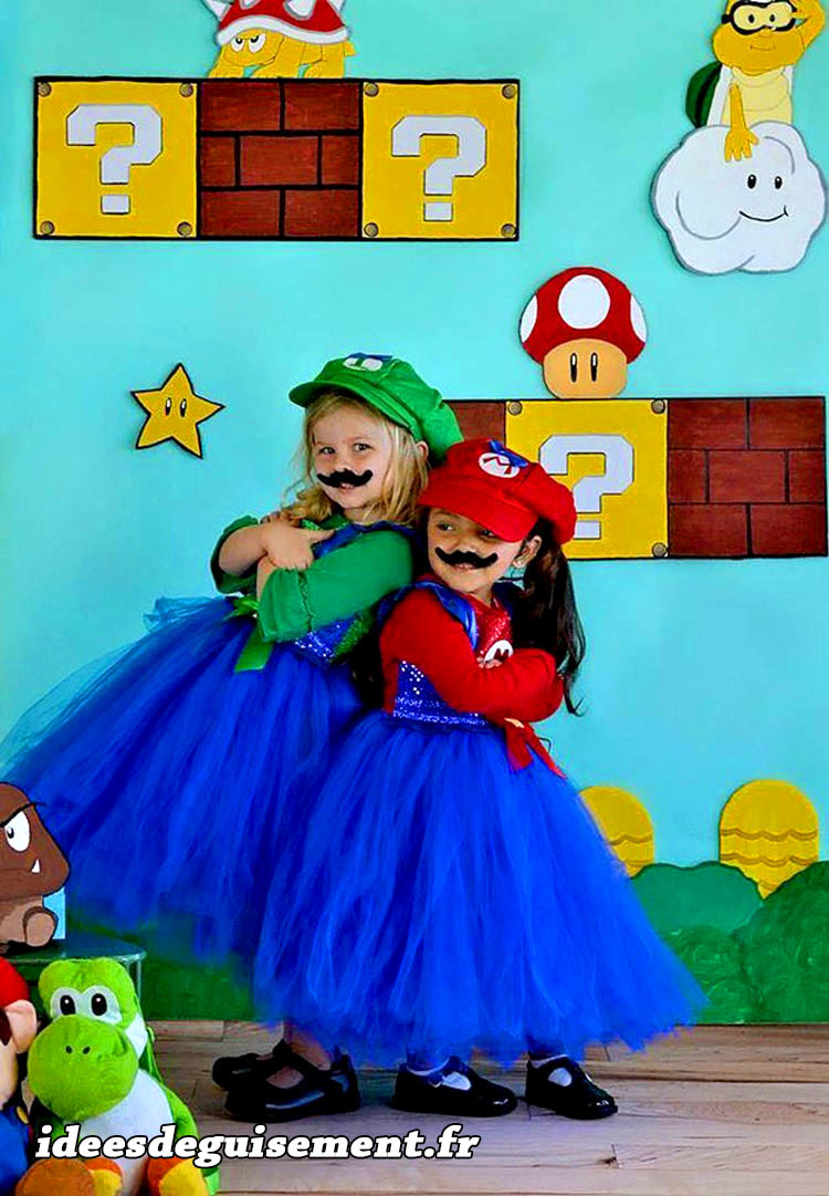 Déguisement de Luigi et Mario pour filles
