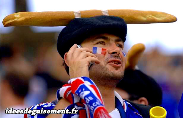 Déguisements de supporter Français baguette de pain