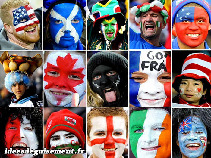 Maquillages de drapeaux étrangers pour la coupe du monde