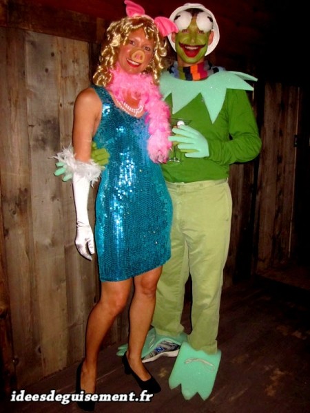 Déguisement carnaval en couple de Peggy et Kermit