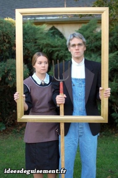 Déguisement réaliste de la peinture American Gothic