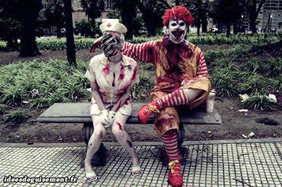 Déguisements de Ronald McDonald et infirmière en zombie